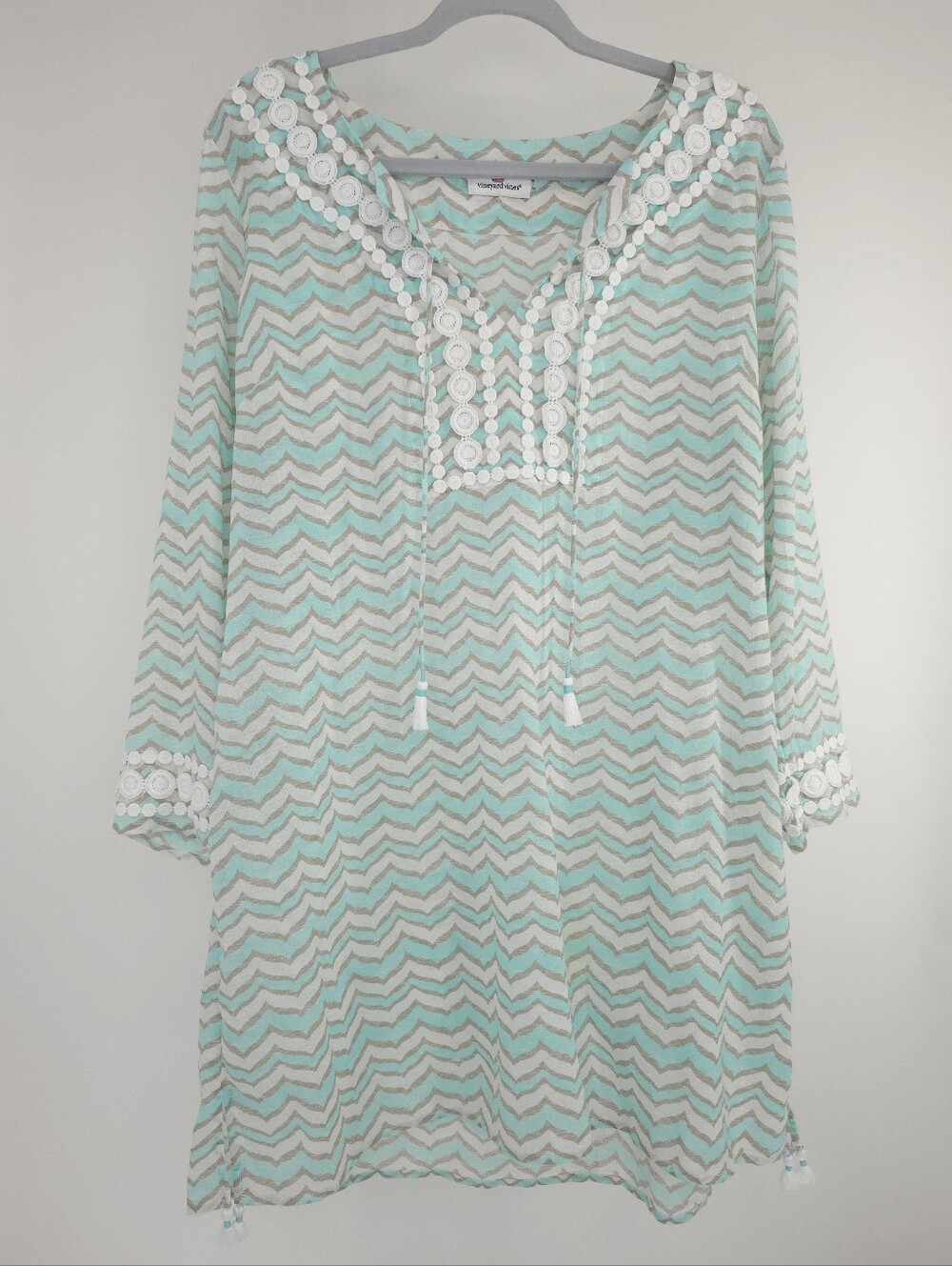 Vineyard Vines Chevron Tunic Cover-Up 100% Cotton | Size Large | Coastal Preppy